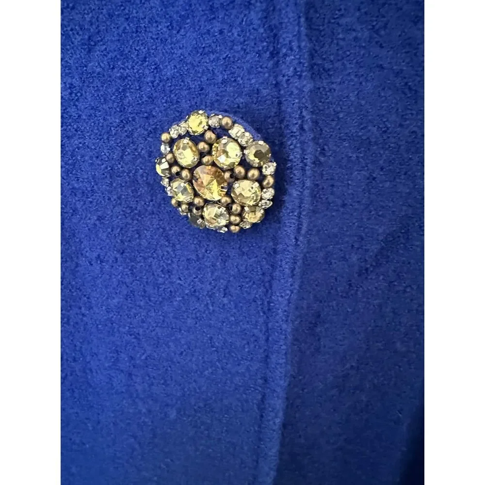 Jones New York Collection Blue 100% Merino Wool Jeweled Button Cardigan M - Picture 4 of 6